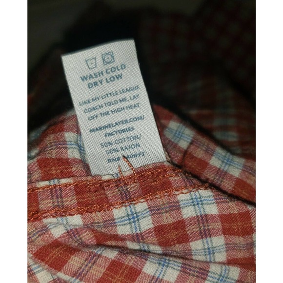 Marine Layer Women Long Sleeve Button Front Flannel Shirt Large red white Plaid - Picture 10 of 11